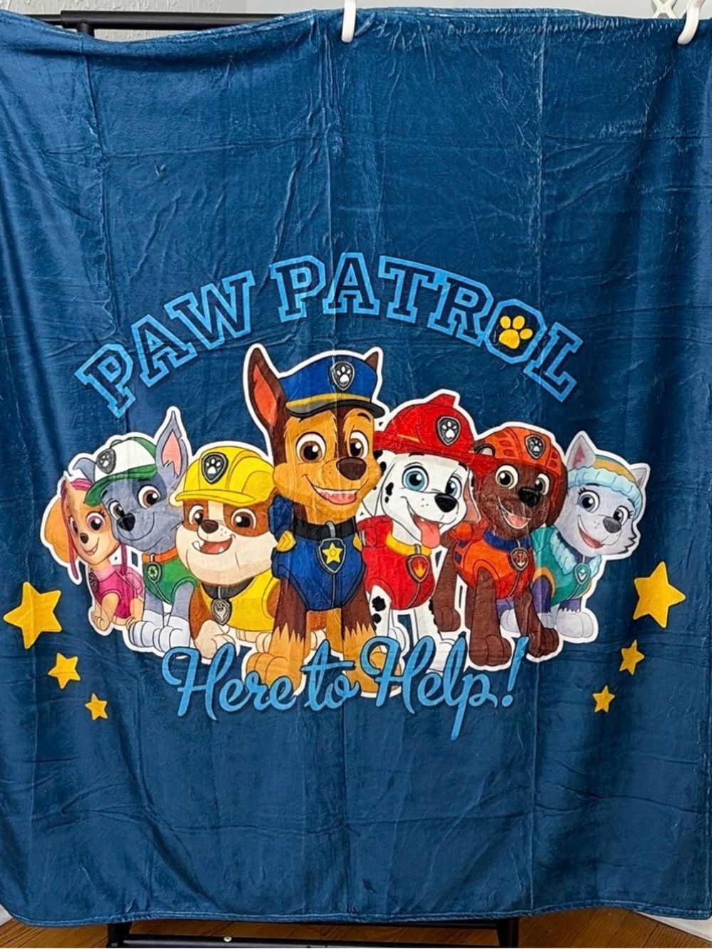 Paw Patrol Kids Plush Throw Blanket - Navy Blue with Character Panel
